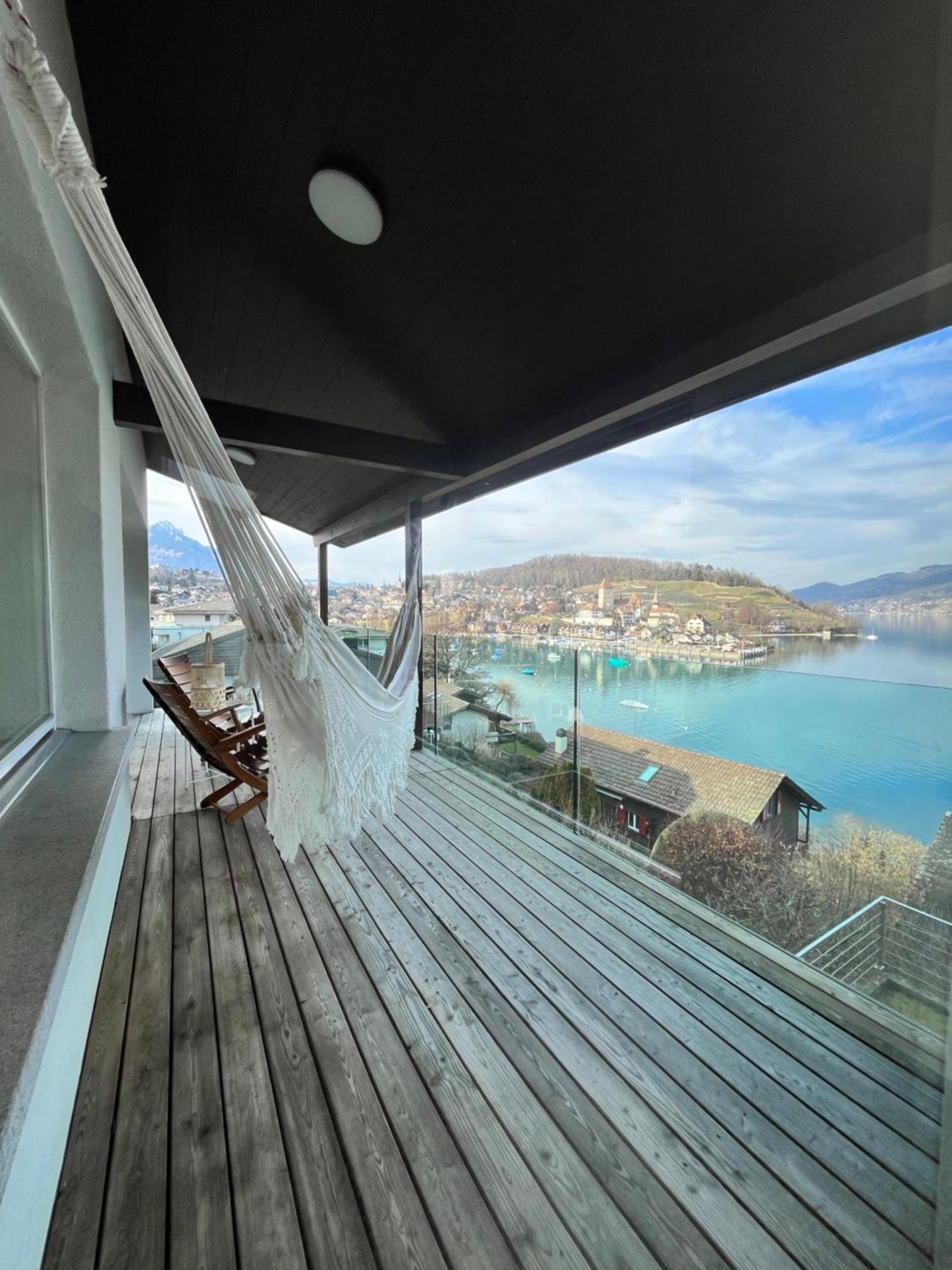 Wohnung Mit Grossartiger Seesicht Und Balkon Spiez Extérieur photo